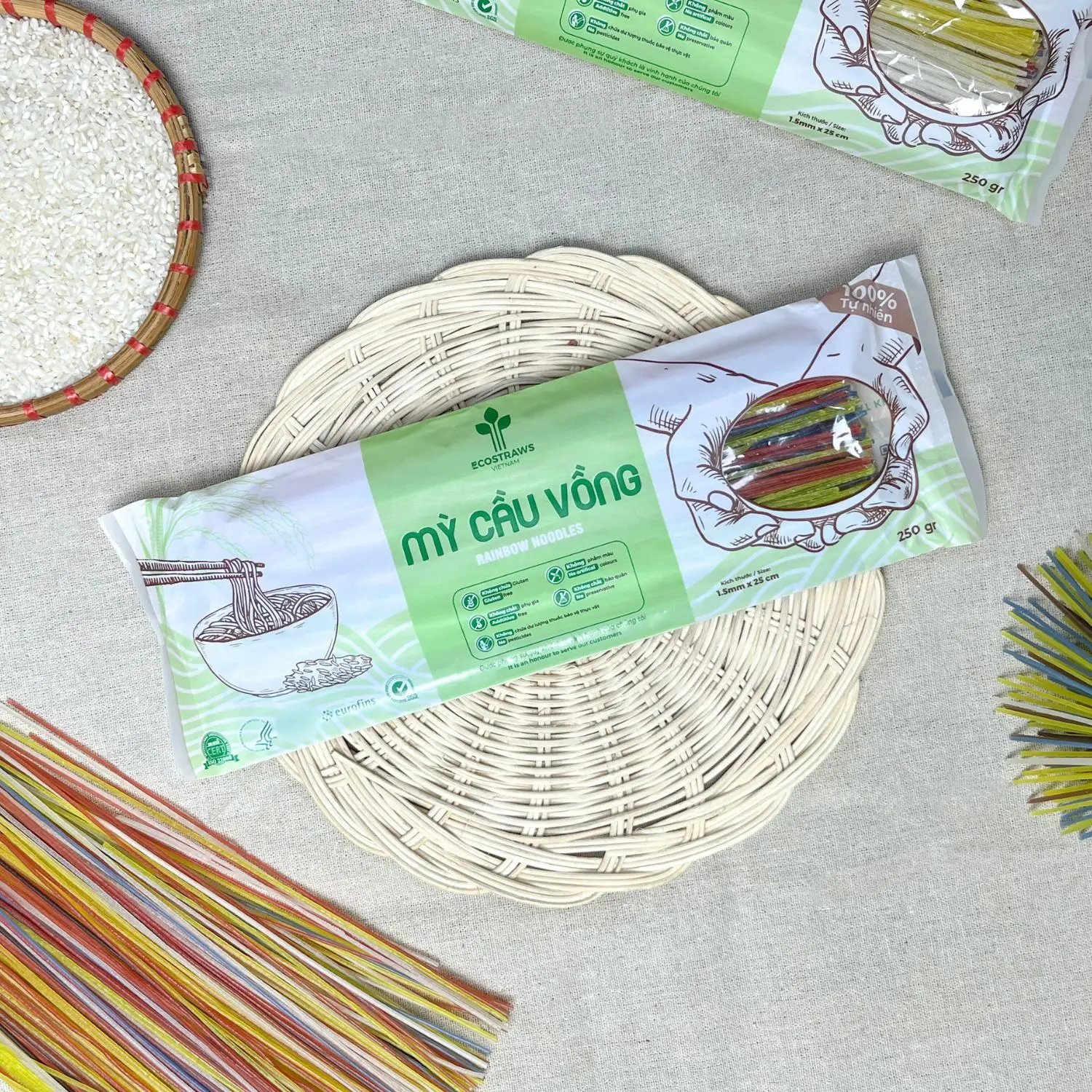 Best Selling 100% Natural Dried Non-GMO Rice Noodles From Vietnam Colorful Make Your Dishes More Attractive