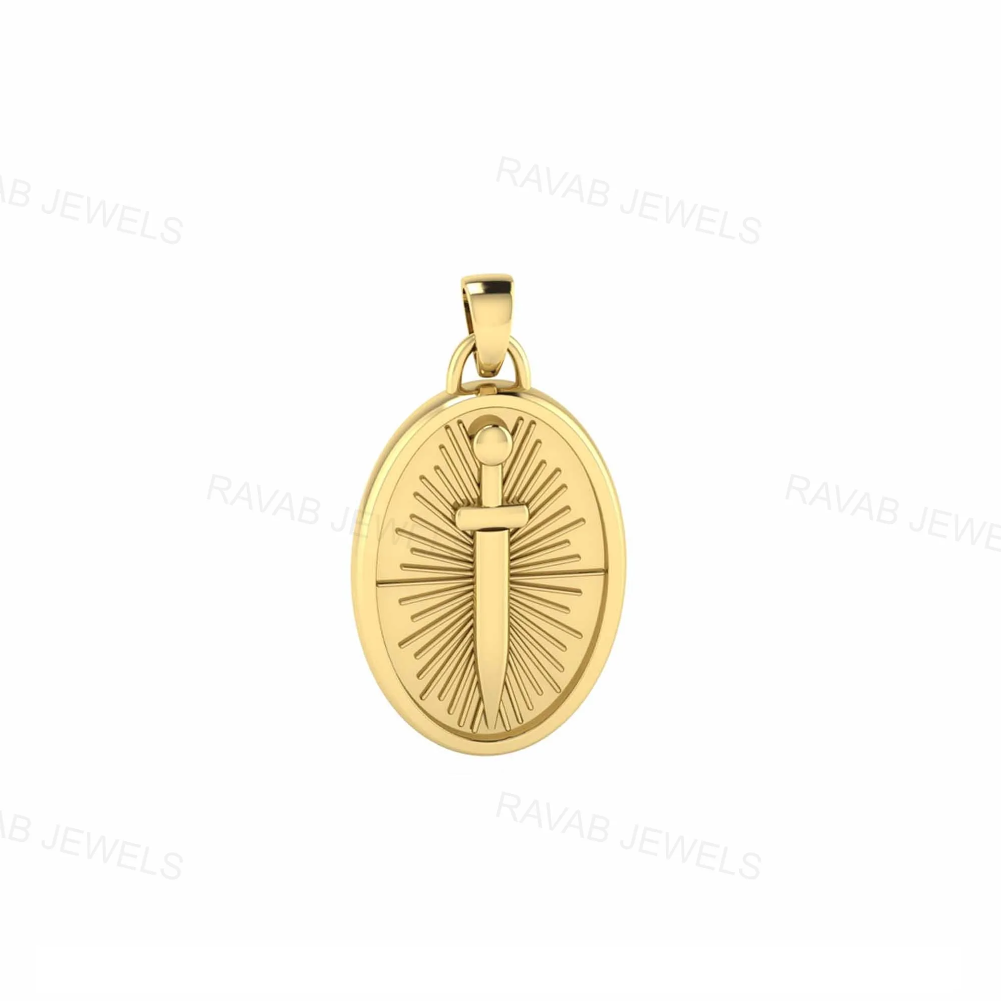 High Quality Gold Plated Customized Dagger Custom Silver Jewelry 16x30mm Pendant Christmas Gift For Men And Women From India