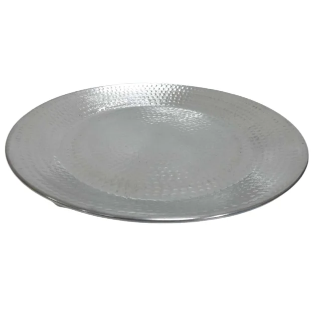 Nickel Antique Metal Grey Color Large Size Metal Charger Plate for Dinnerware Table Decoration Product Handmade