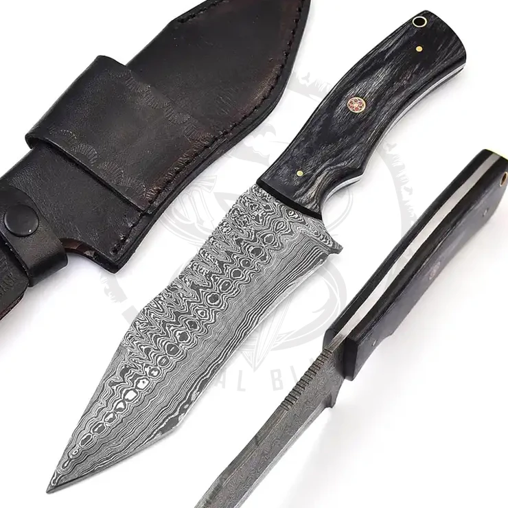 Professional Handmade Hunting Knife Fixed Blade Camping Hunting Knife Pakka Wood Handle Outdoor Knives