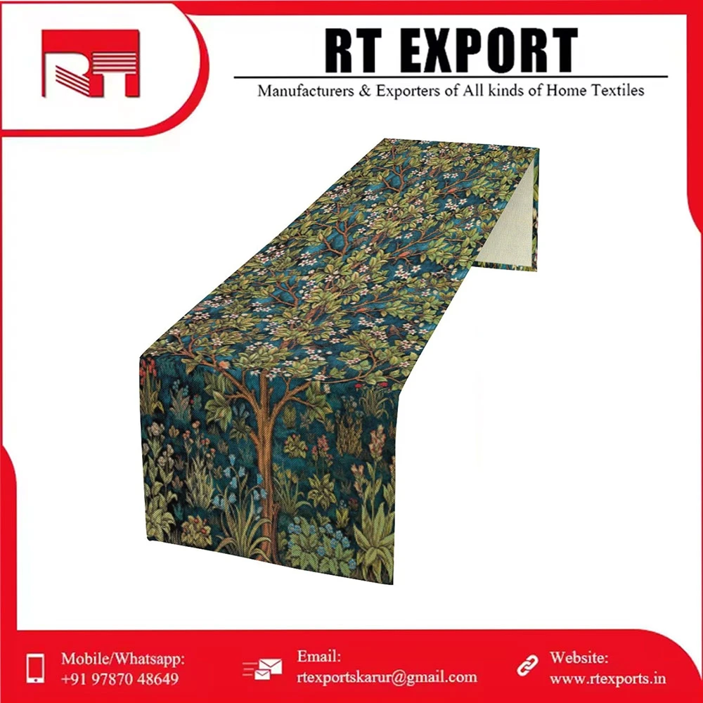 Wholesale Price Best Selling Morden Style Embroidered Pure Cotton Dining Room Table Runner Indian Exporter