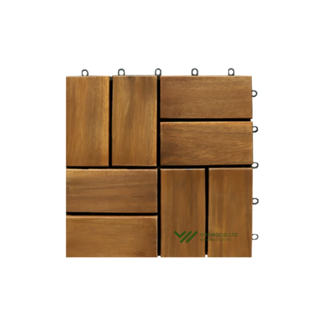 Contemporary 12-Slat Wood Composite Deck Tiles Easy-to-Install Interlocking Tiles Outdoor Balcony Patio Flooring Do-It-Yourself