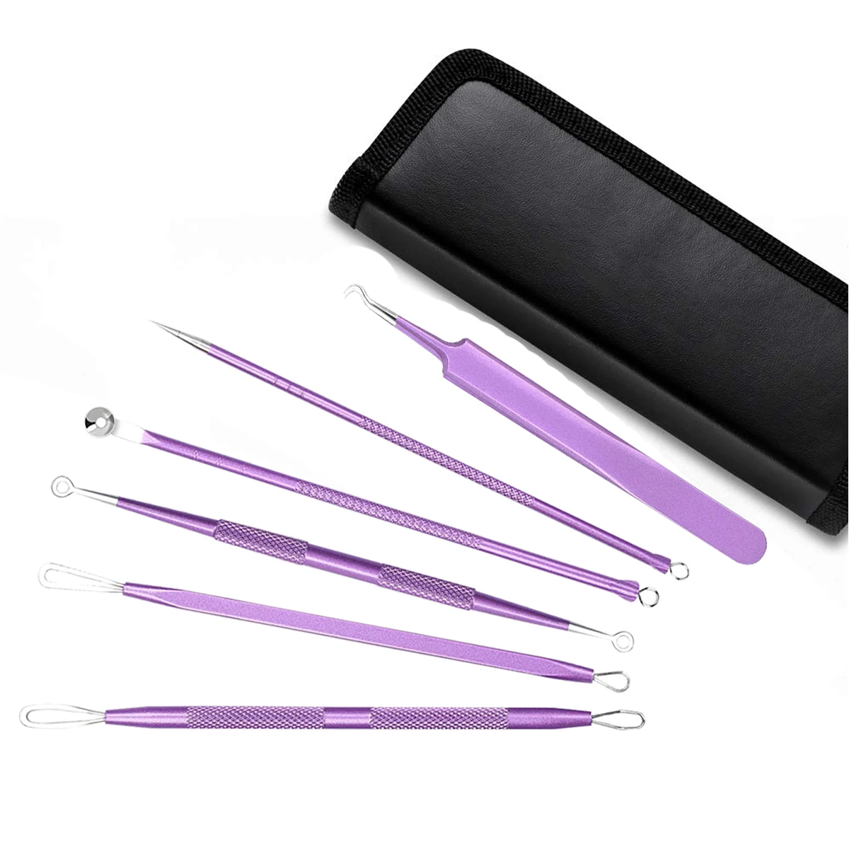 Stainless Steel Blackhead Removal Kit 10Pcs Blemish Pimple Extractor Remover Cosmetic Face Cleaning Tool