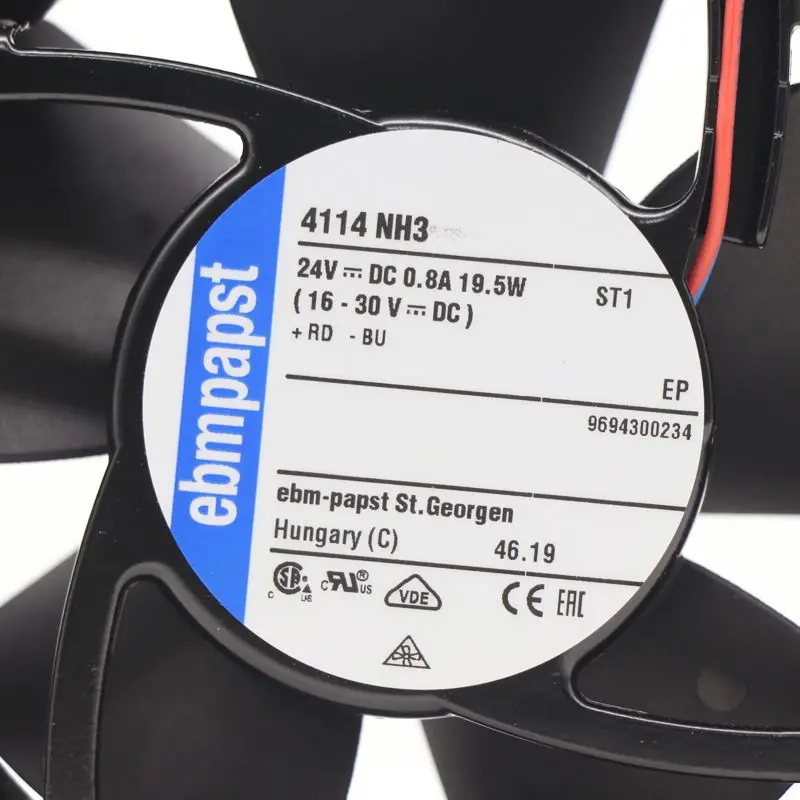 Ebmpapst 4114NH3 4114NH4  4114NH5  24V DC 19.5W 0.8A 119*119*38mm 12cm Axial  Cooling Fan for Transmitter Inverter