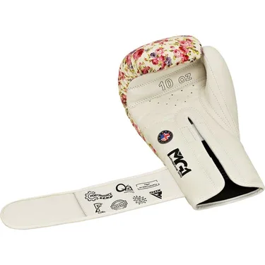 RDX FL6 Floral Boxing Gloves For Women - Ladies White Floral Punching Gloves For Training And Sparring in Multiple Sizes.