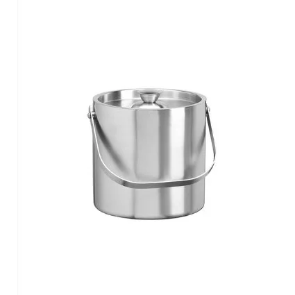 Home Hammered Double Wall Round Beverage Tub 3 Gallons Stainless Steel Ice Bucket Metal Drink Cooler House Party