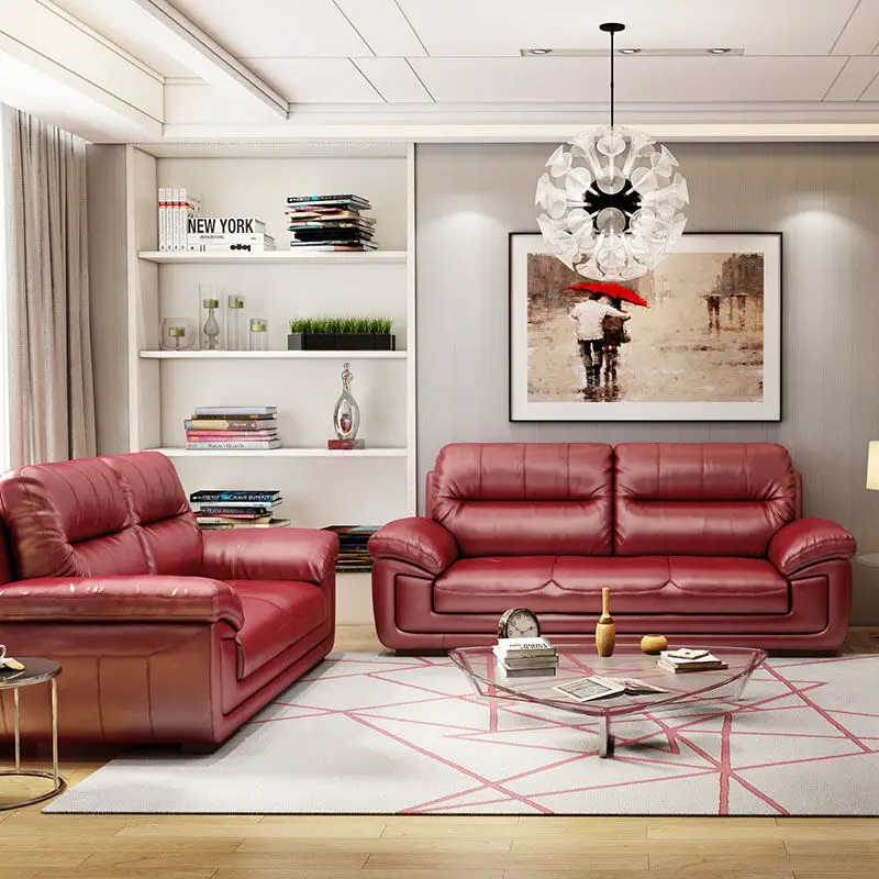 Ex-Factory Price Light Luxury European Style Office Leisure Sofa Living Room Leather Sofa Set