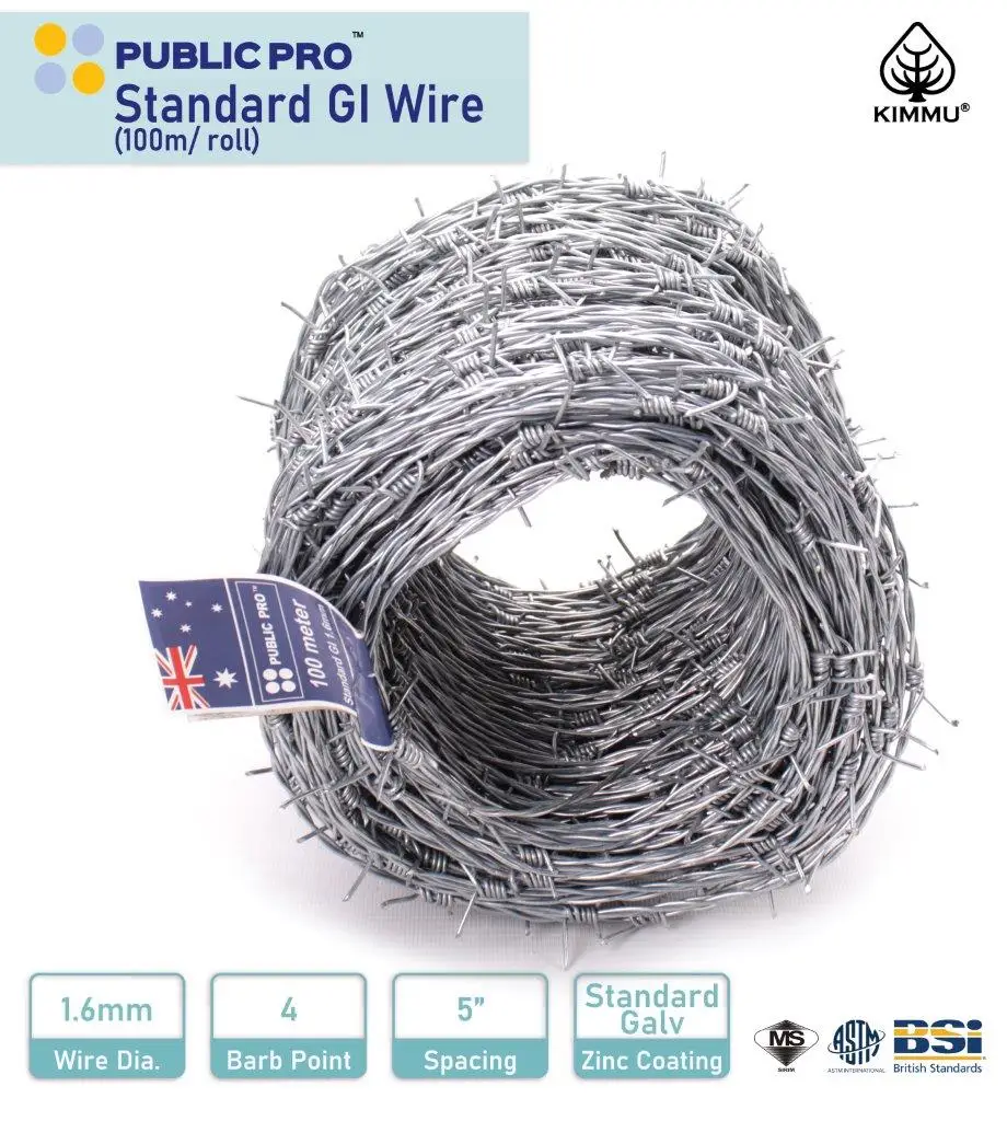 Factory Direct Good Price Standard Galvanized Reverse Twist Barbed Wire 1.6mm x 100 meter