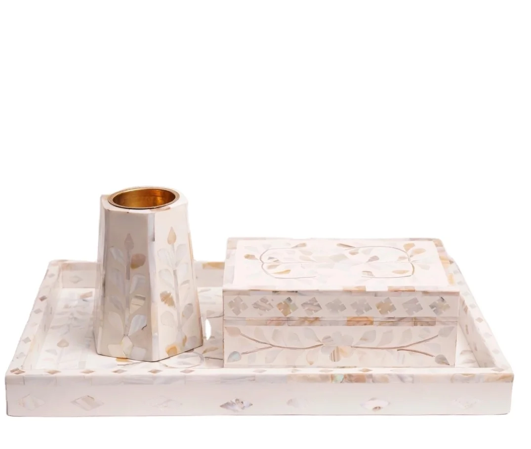 Best Quality Bone and Wooden Inlay Bakhoor Incense Burner Set with Tray and Box Arabic Style Bukhoor Incense