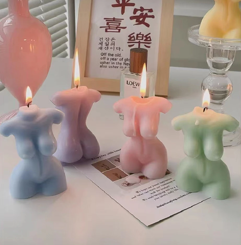 Creativity woman and man shape scented candles soy wax cotton wick Female body shape scented candle