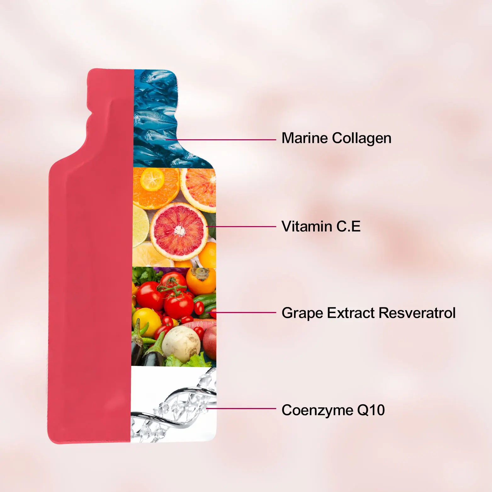 Health Supplement Vegan collagen Liquid rich in anthocyanins and berries let skin whiten moisturize