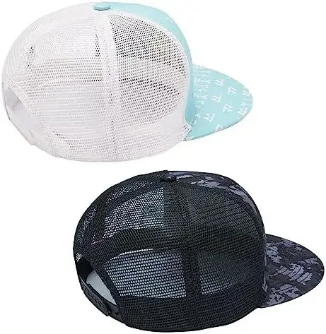 Pack Flat Brim Trucker Cap Adjustable Snapback Hat Mesh Back for Men Women Fishing Hunting Baseball Cap metal buckle