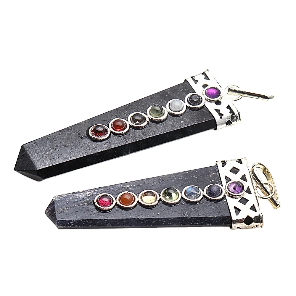 Seven Chakra Terminated Natural Gemstone Healings Pointed Charm Pendant