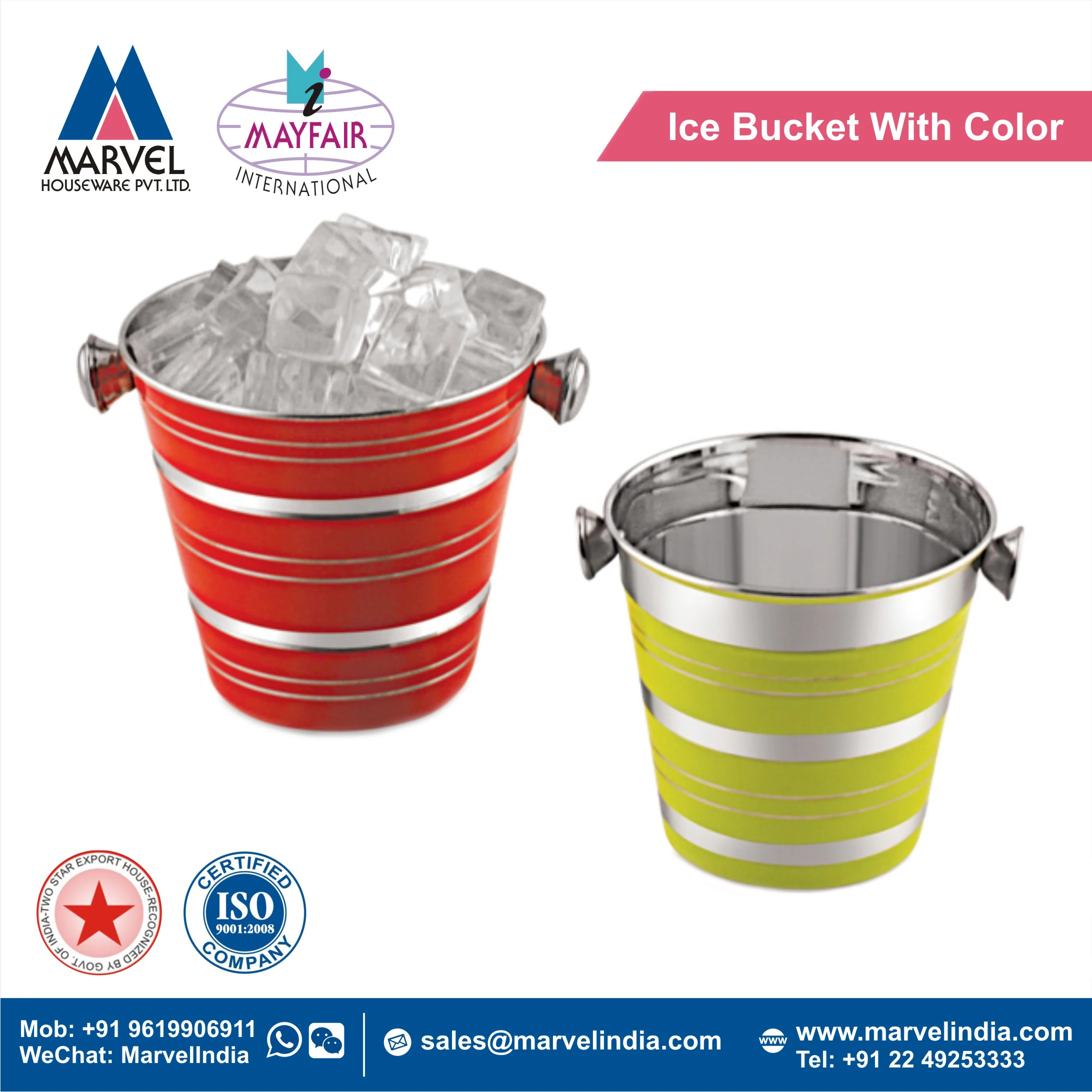 Colorful Mini Size Stainless Steel Metal Ice Storage Bucket At Low Price In India