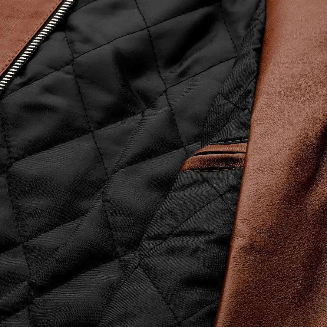 Custom made Men Fashion Leather Jacket High Quality Durable Lightweight Leather Silk original leather jacket For men