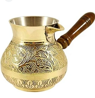 Classic Ottoman Design brass Colored 6-piece Turkish Coffee Set