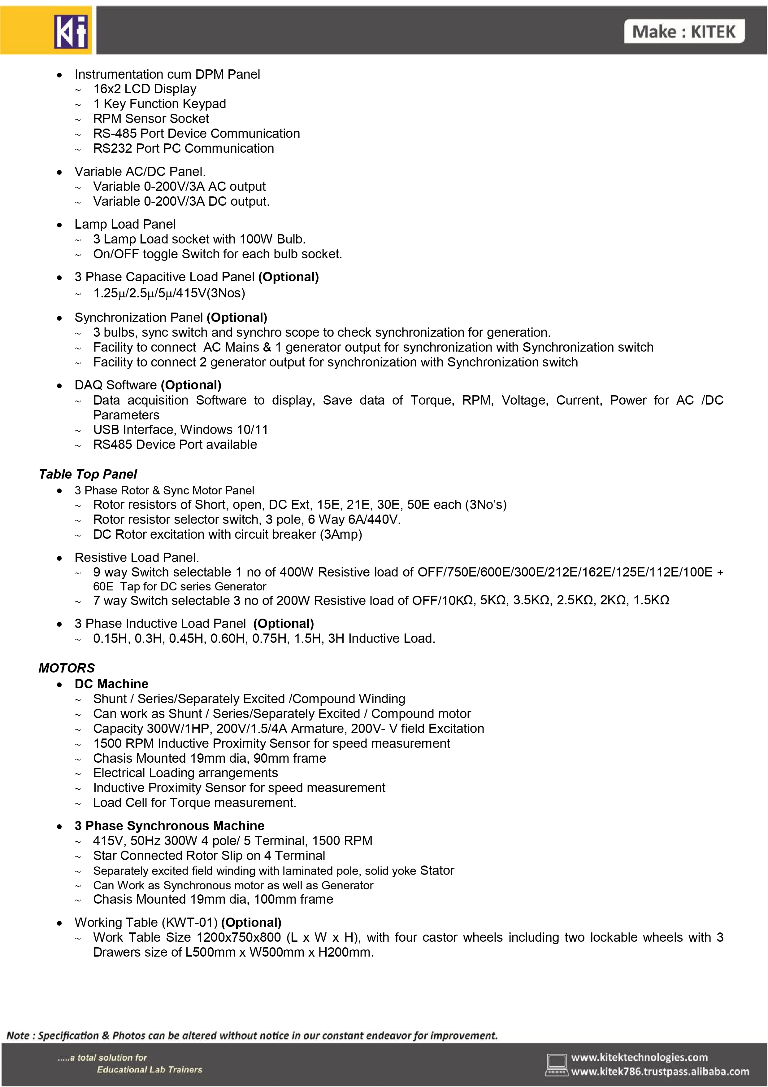 Motor Generator Trainer -I / Electrical Machine Trainer / Electrical Machine Lab Vocational Training Mechatronics Training