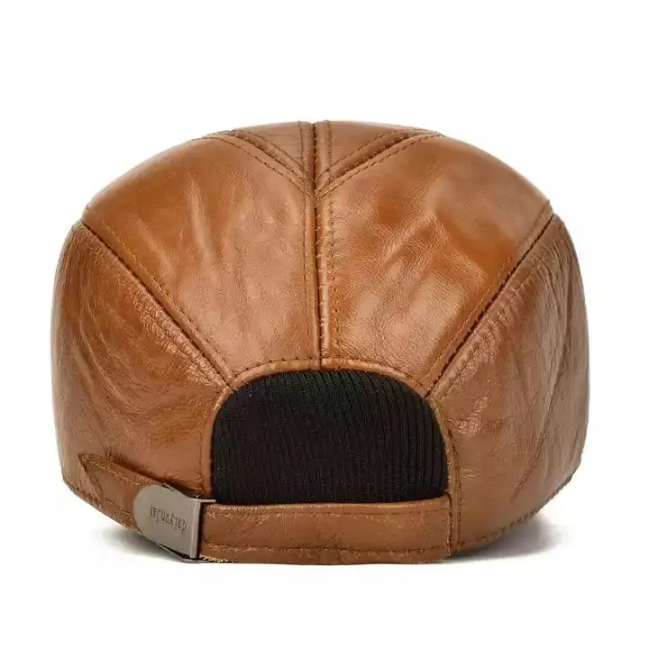 Autumn Winter Keep Warm Dad Hats High Quality Genuine Cow Leather hats, Real Rider Style Cadet at Reasonable Prices