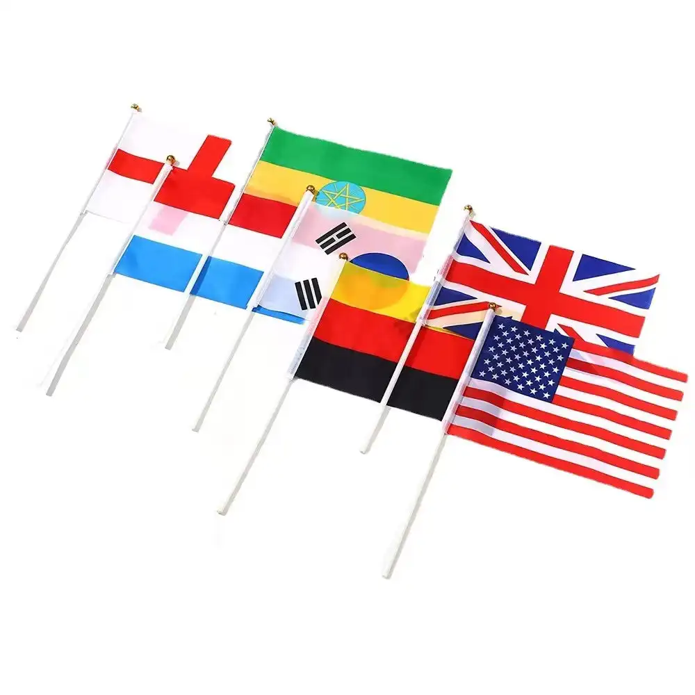 Polyester World Soccer Cup Custom Printed National Hand Flags