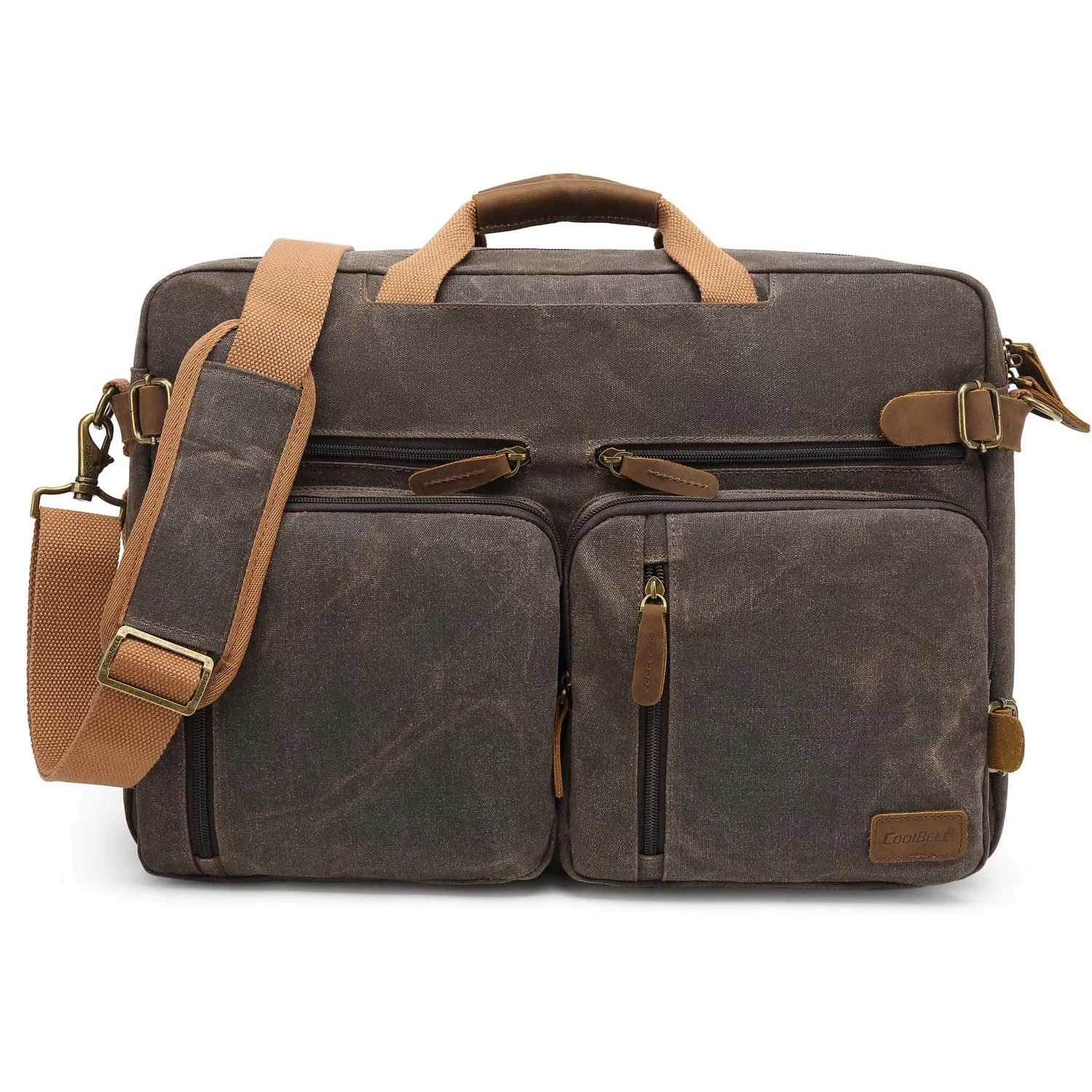Vintage Shoulder Bag Convertible Backpack Retro Briefcase Versatile Travel Bag Fits 17.3 Inch Laptop For Men Business