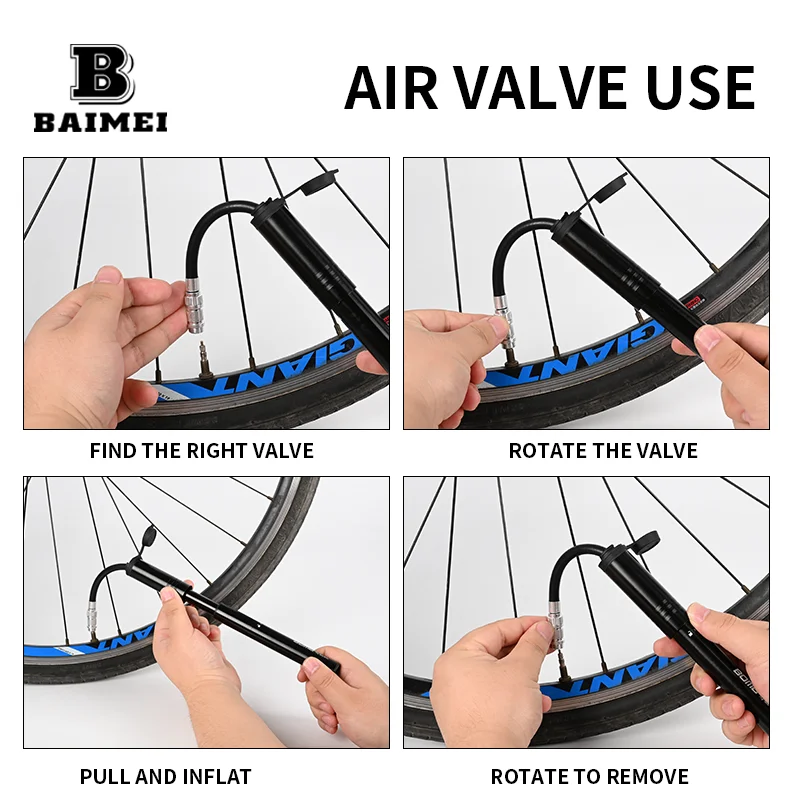 BM Portable Bicycle Pump Mini Hand Air Pump Cycling Ball Toy Tire Inflator Schrader Presta Valve MTB Mountain Bike Pump