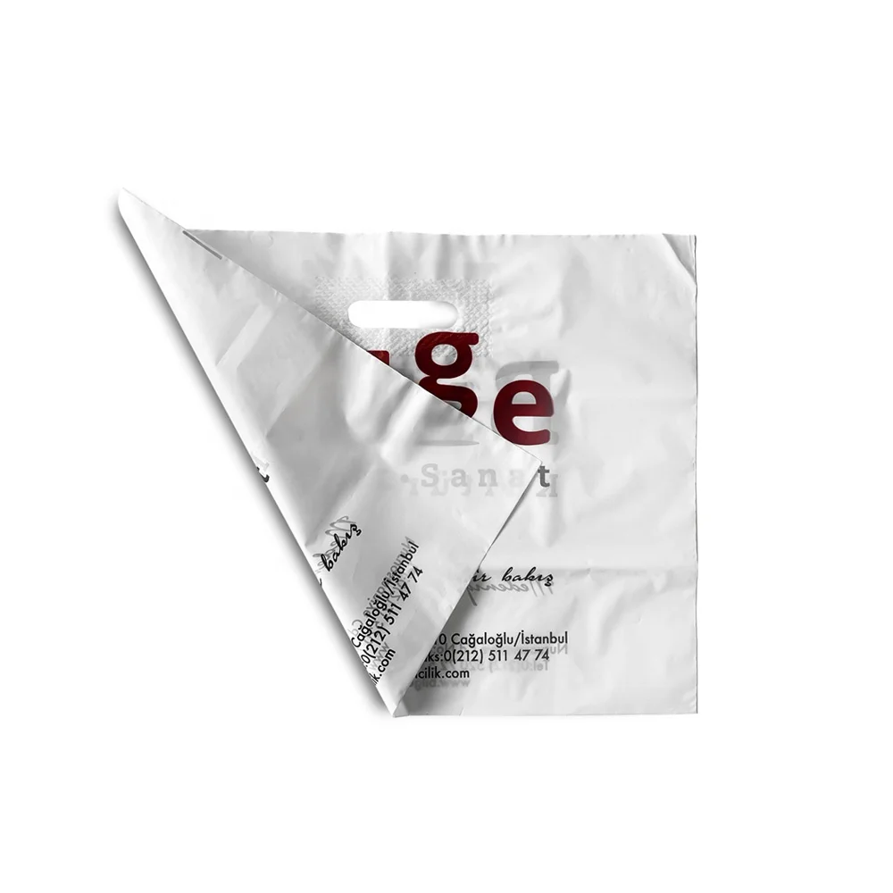MDPE Disposable Wholesale Reinforced Die Cut Plastic Bag with Logo for Shopping from the Manufacturer