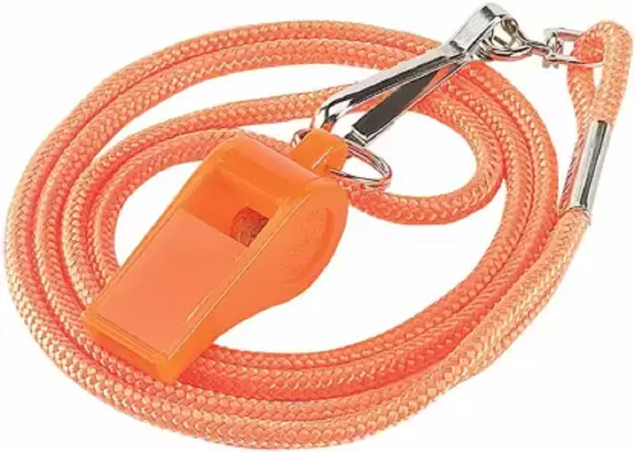 Premium Quality Portable and Durable Plastic Whistle with Cord String in Different Colors for Sports Activities and Training
