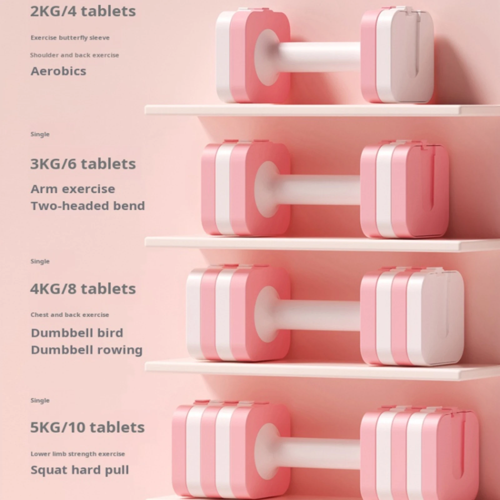 dumbbells adjustable dumbbell set gym iron weight  stand gym fitness for women quick change weight 5 different weight 5 kg 10kg