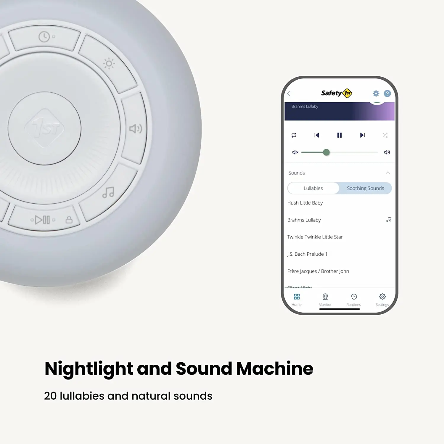 HOT Safety 1st Connected Smart Light & Sound Machine Night Light Includes 20 Classic lullabies and Soothing Sounds Time