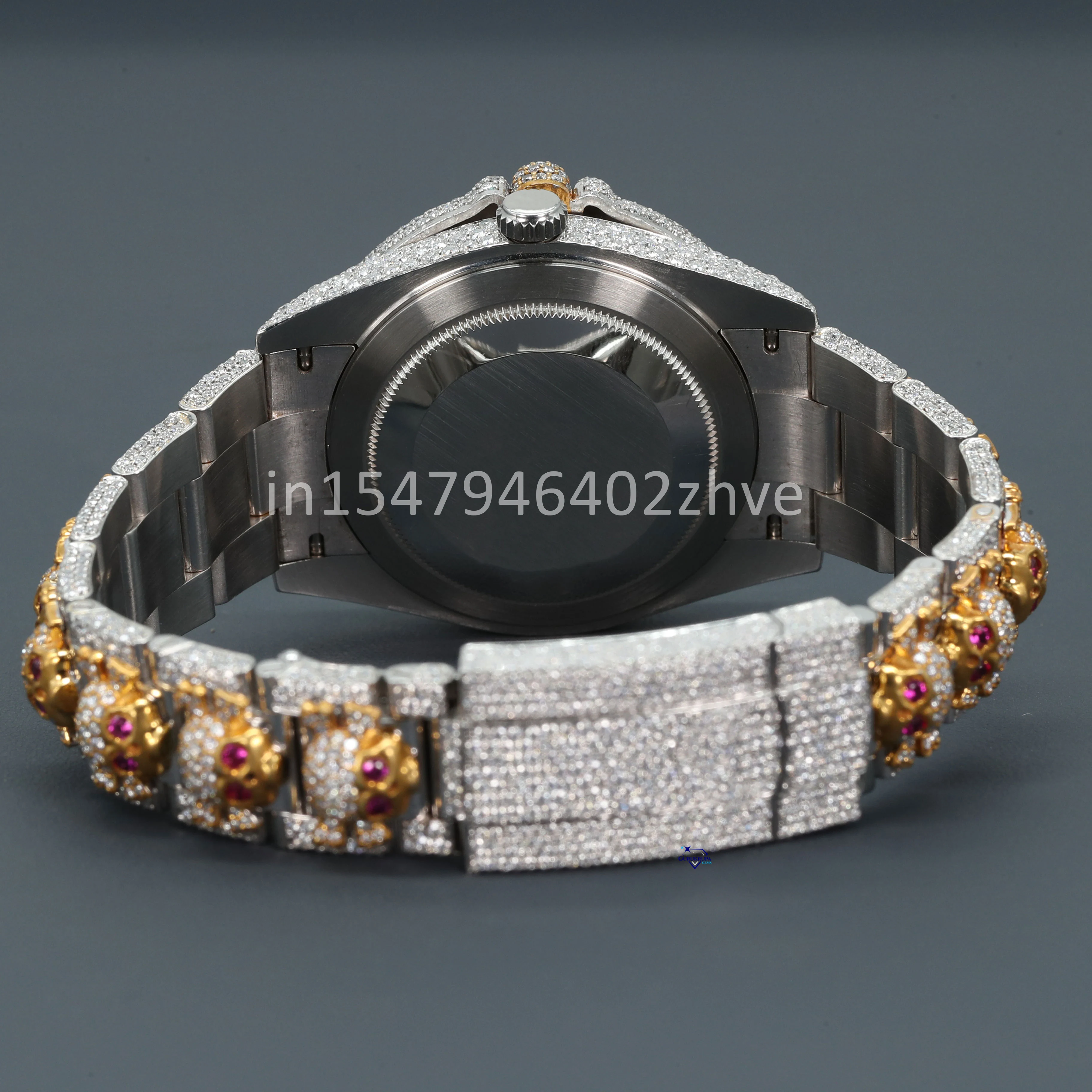 Crafted wrist wear moissanite diamond watch with a stainless steel body accessories and it radiates with VVS clarity diamonds