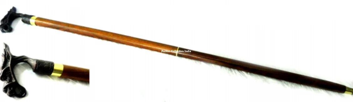 wooden carved walking stick elderly/High Quality Folding Dismantle Wooden Cane Walking Sticks Brass Handy smooth Grip Handle