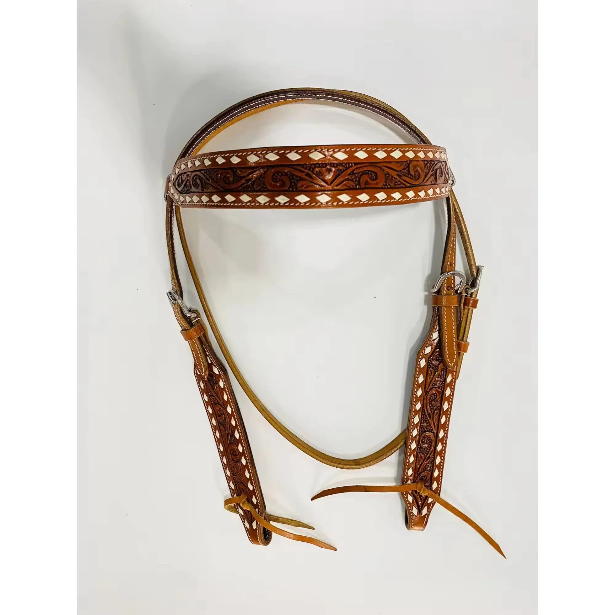 New Arrival Elegant High Quality Hand Made Western Tack Set Headstall Bridle Spur Strap And Breastplate For Export Selling