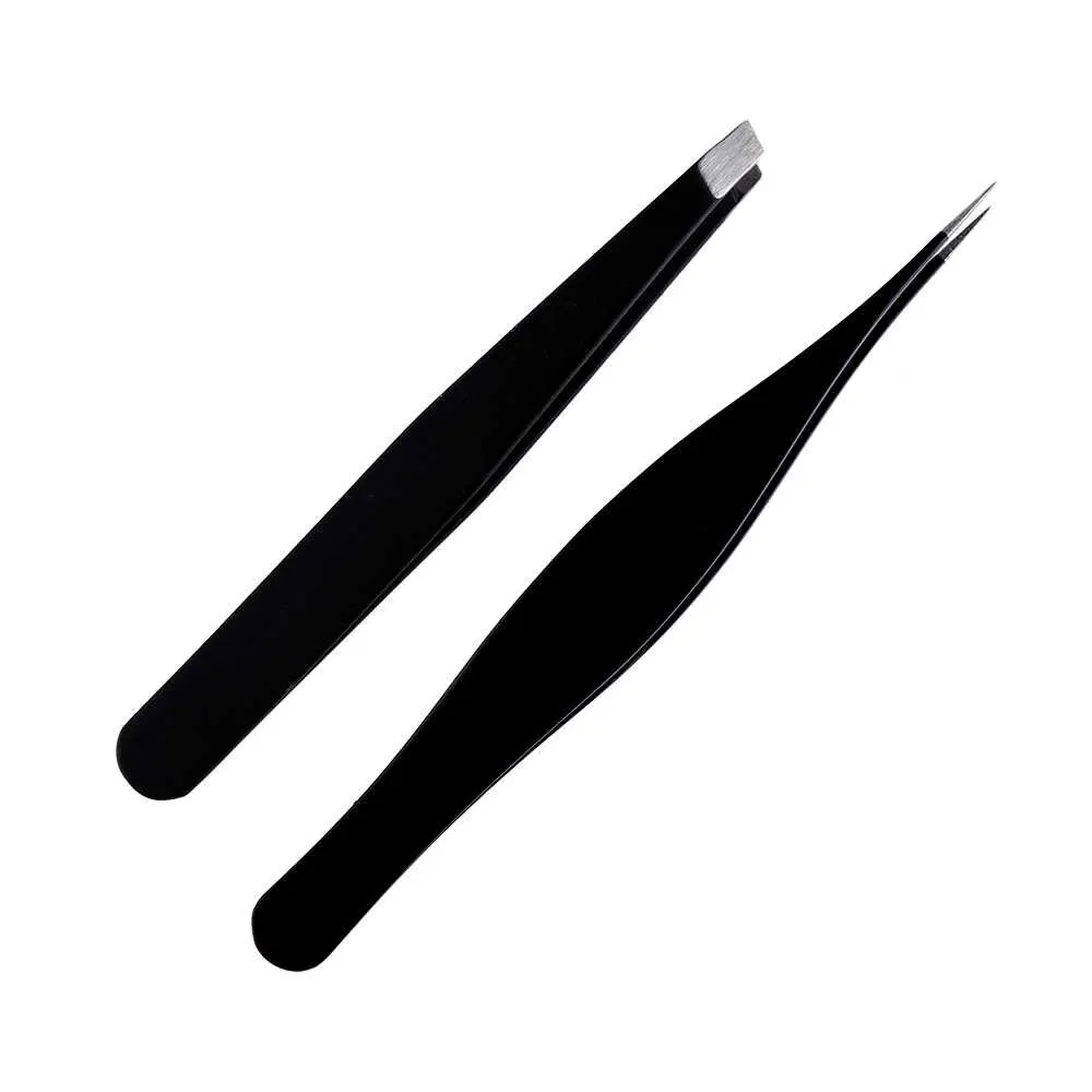 Nice eyebrow tweezers black Welcomed Eyelash Tweezers With Logo With Paper Transfering Printing tweezers