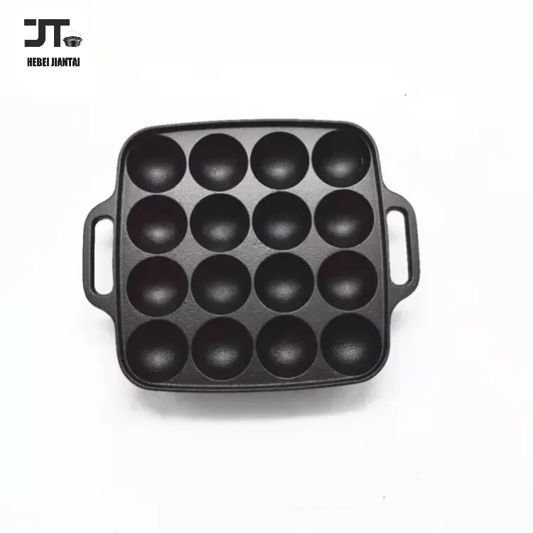 Japanese Cast Iron Takoyaki Maker Grill Pan, 16 Holes, Compatible with Gas Stoves and Induction Safe, Nonstick Coating Cookware