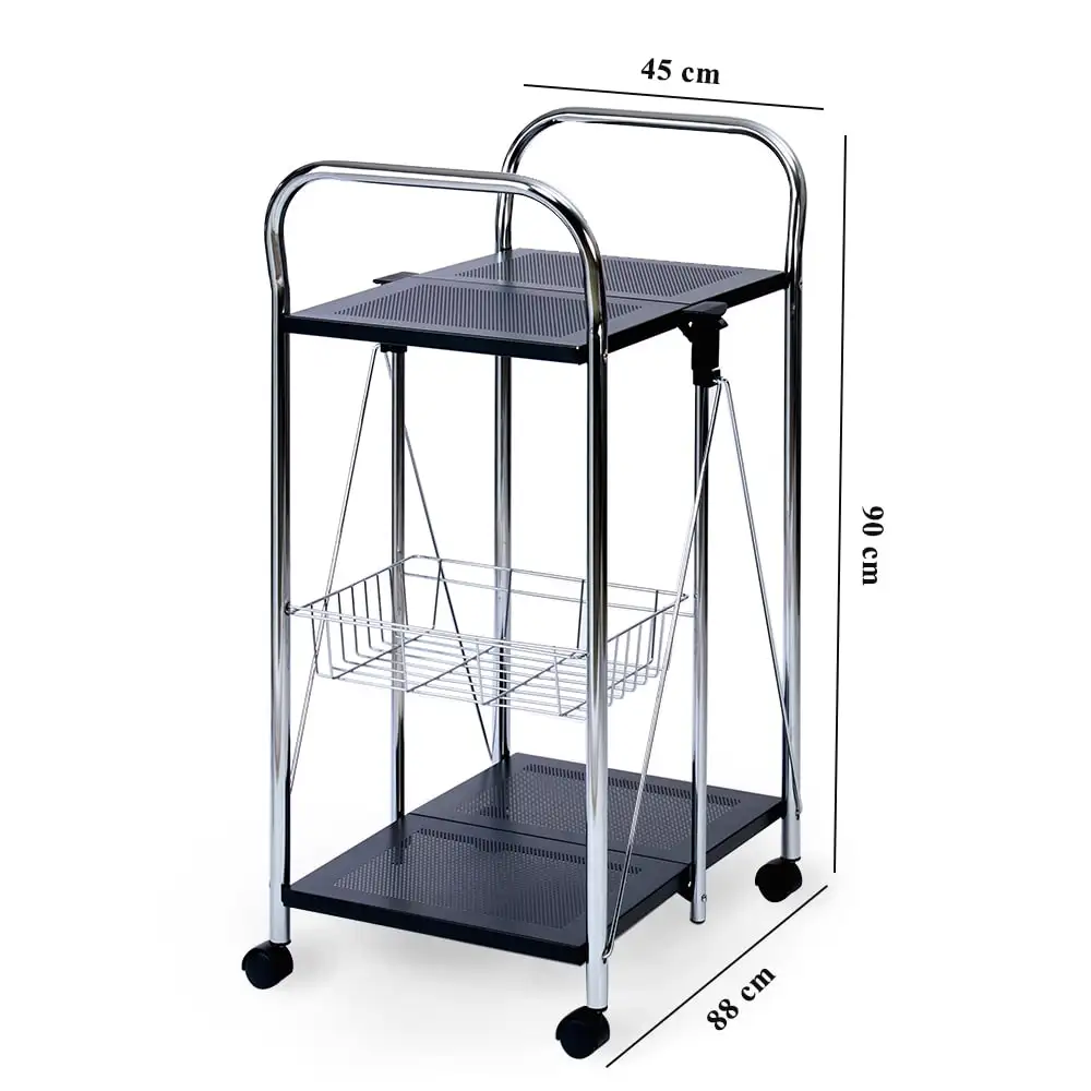 [Holar] Taiwan Made High-Quality 2 Tier Foldable Kitchen Trolley Cart with Two Sides Handles