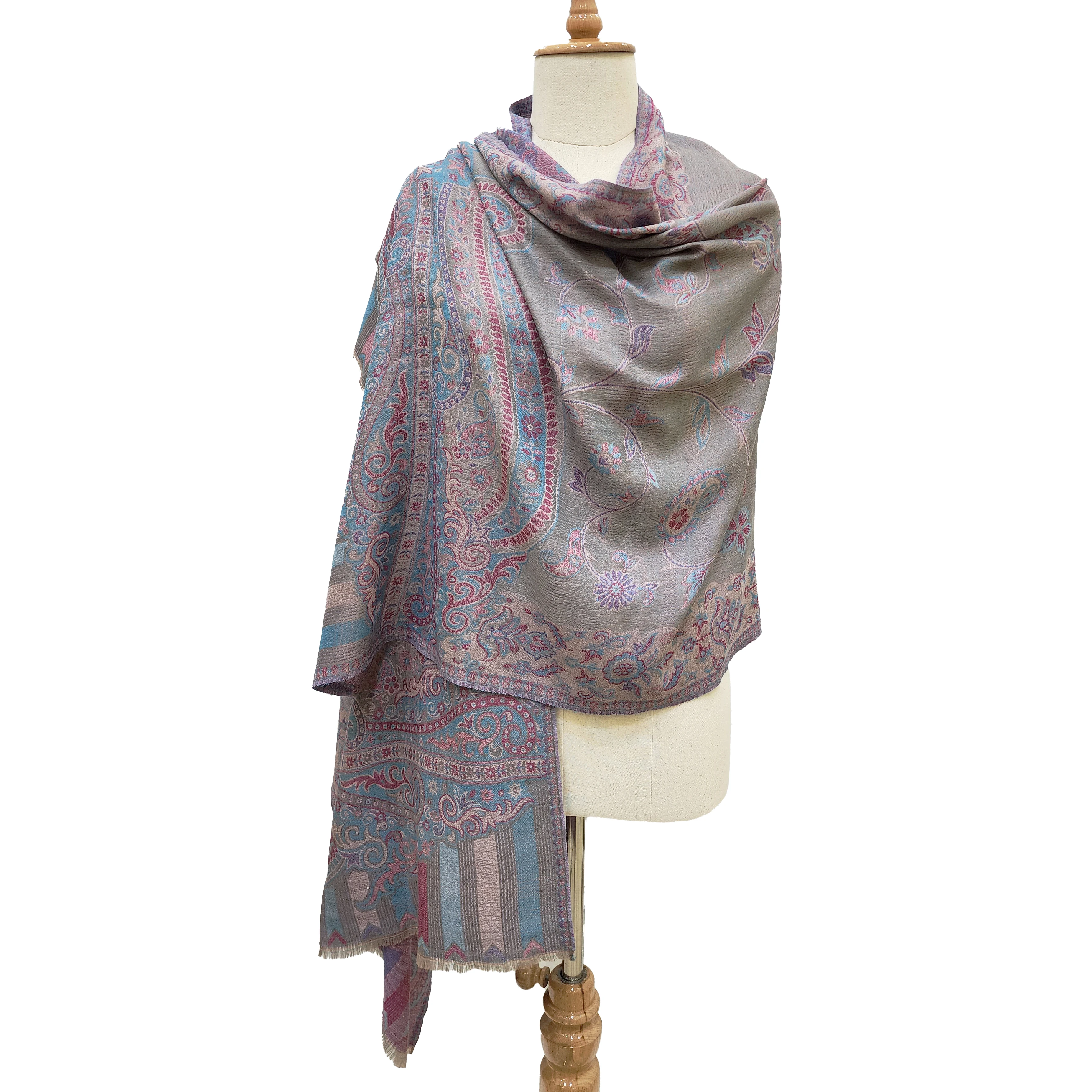 kashmir wool pashmina woven printed hand embroidery cashmere woven shawls long length superfine cashmere shawls