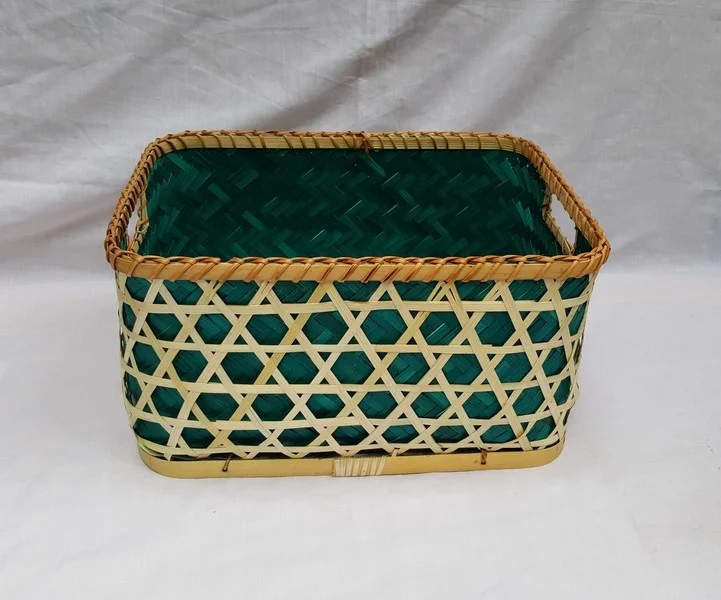 Multicolor high quality triple bamboo basket set without handle for kitchen and home storage & organization homemade in Vietnam