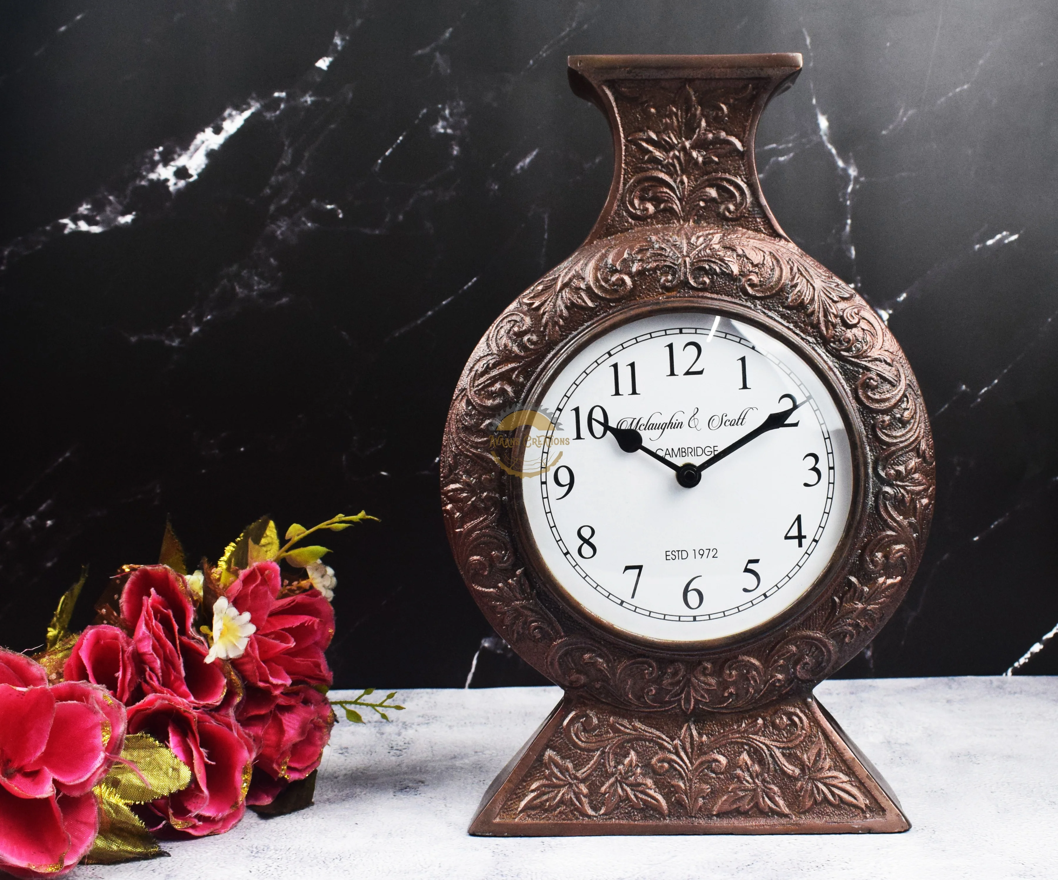 Luxury wooden handmade carving clocks antique design mentor clock