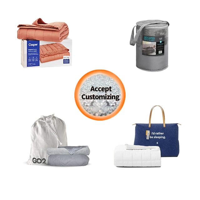 2023 New Custom logo Polyester 5 layers autism weighted throw blanket for Bed Sofa light blue