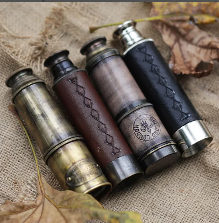 Custom Scope Monocular With Engravable Wooden Box Handmade Stand Brass Telescope Best Item for gift