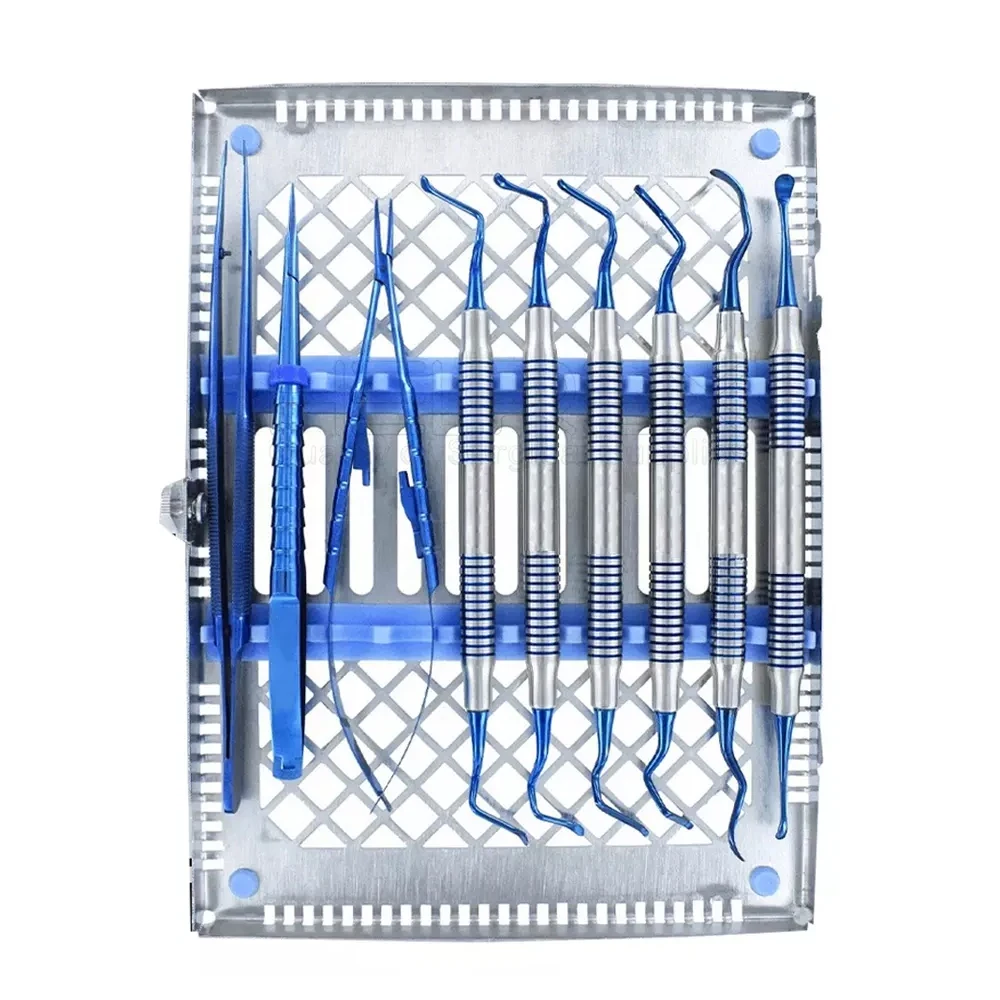 Базовый набор для микро-хирургии полости рта периодонтальной хирургии титановый синий стоматологических инструментов