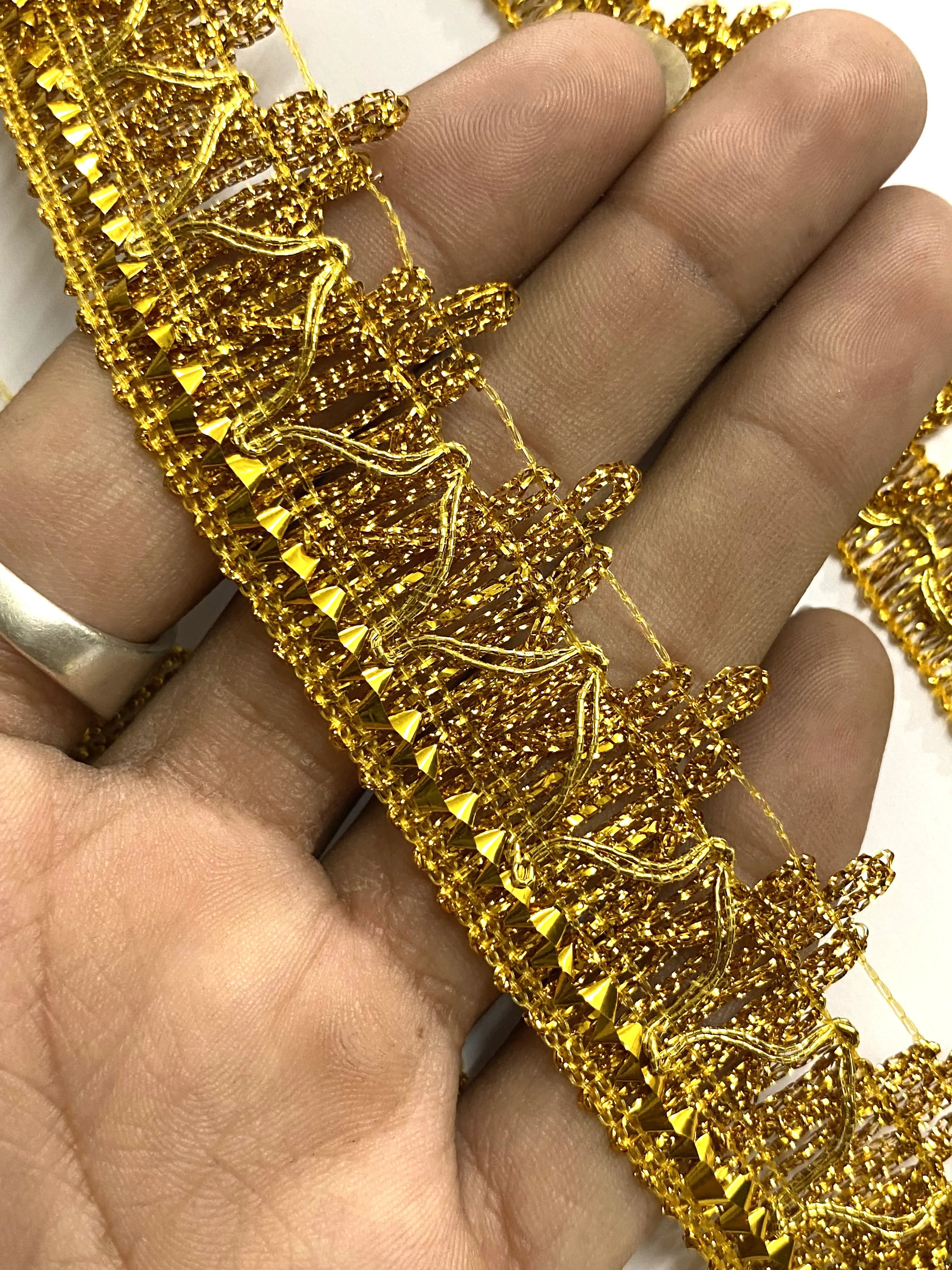 Fancy Design 38mm Polyester Shining Sequin Metallic Braid Trim for Decoration Deals in Wholesale