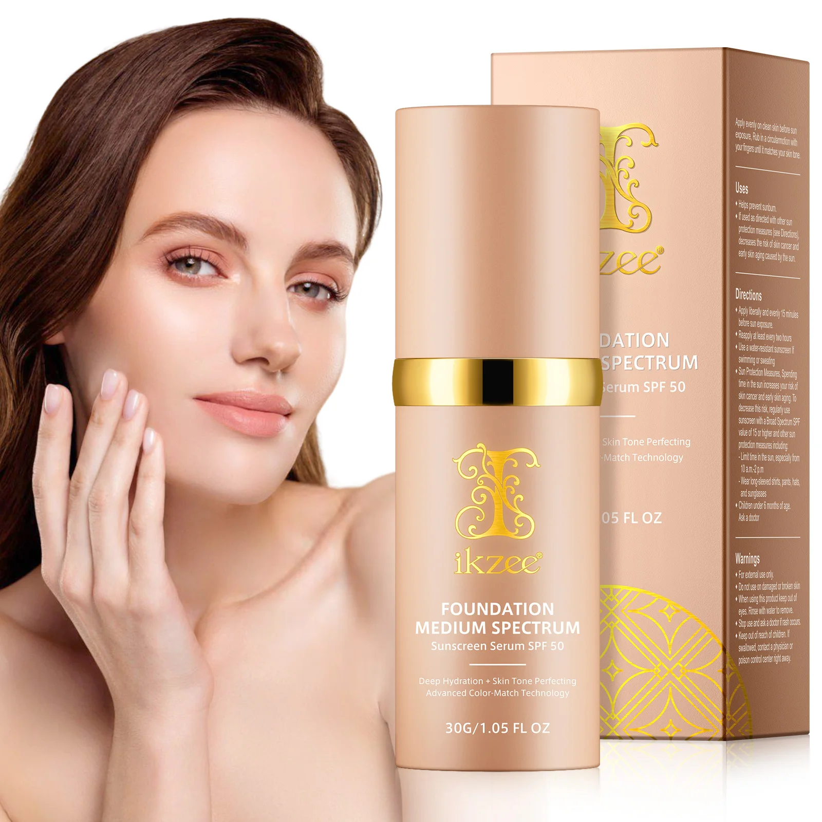 SPF 50+ Longwearing Waterproof Create Natural Makeup Medium Spectrum Full Coverage Concealer Hydrating Color Changing Foundation