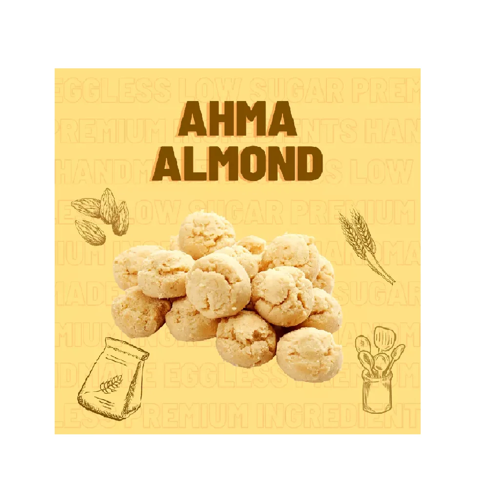 OEM Nutty Flavour Formed Cookies Salty Sweet Soft Eggless Low Sugar Ah Ma Almond Biscuits with Tin Bottle Packaging