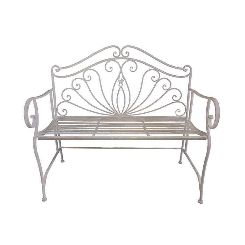 All Weather Resistance White Metal Iron Long Antique Folding Foldable Outdoor Bench Garden Benches