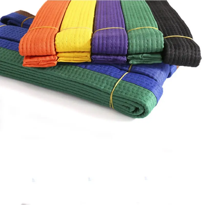 wholesale jiu jitsu belts nine stitching lines custom logos color stripe bjj judo karate taekwondo belts made in Pakistan
