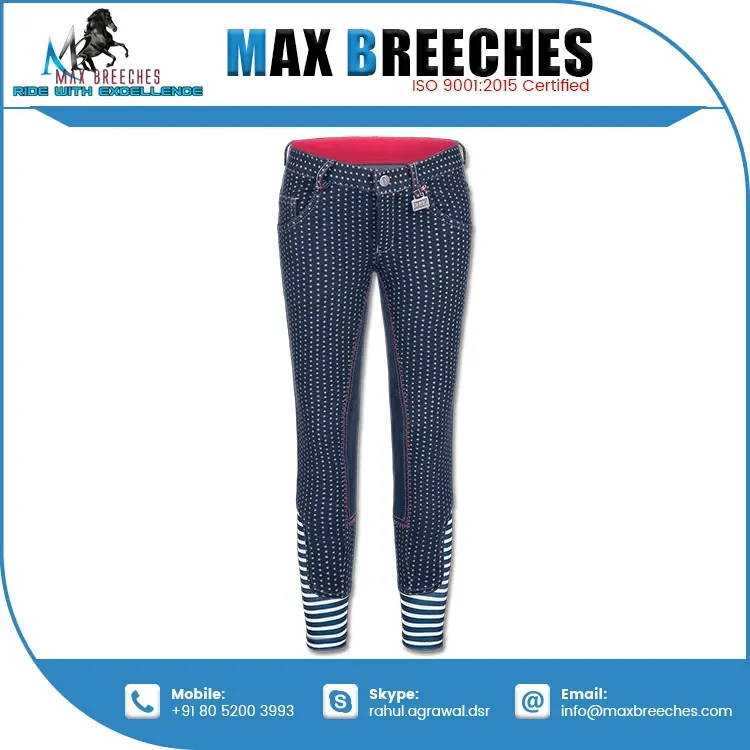 Wholesale Price Comfortable Horse Riding Kids Breeches Equestrian Clothing Jodhpurs with Silicone Printing Tight Type