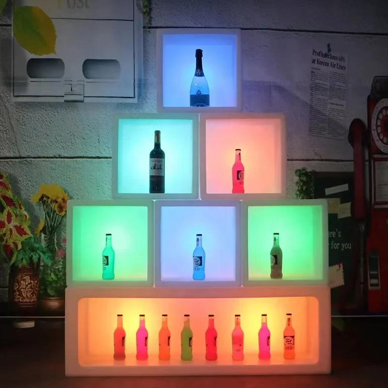 Colorful New Design LED Wine Bar Cabinet For Events Party Wedding Bar Furniture Display Rectangular Cabinet