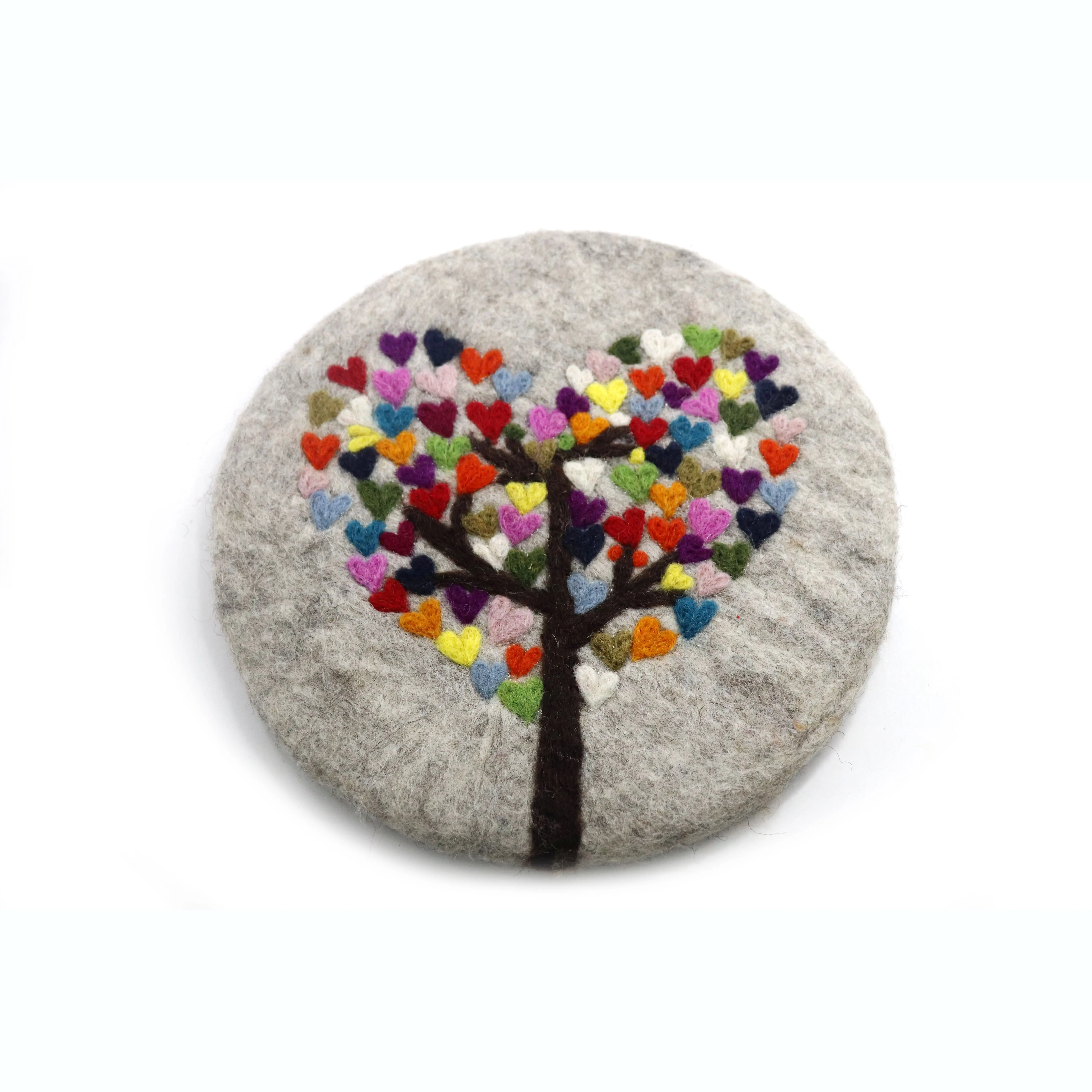 Newest high quality handmade eco-friendly colorful heat resistant felt wool cup pot pan hot Tree of Heart Coaster