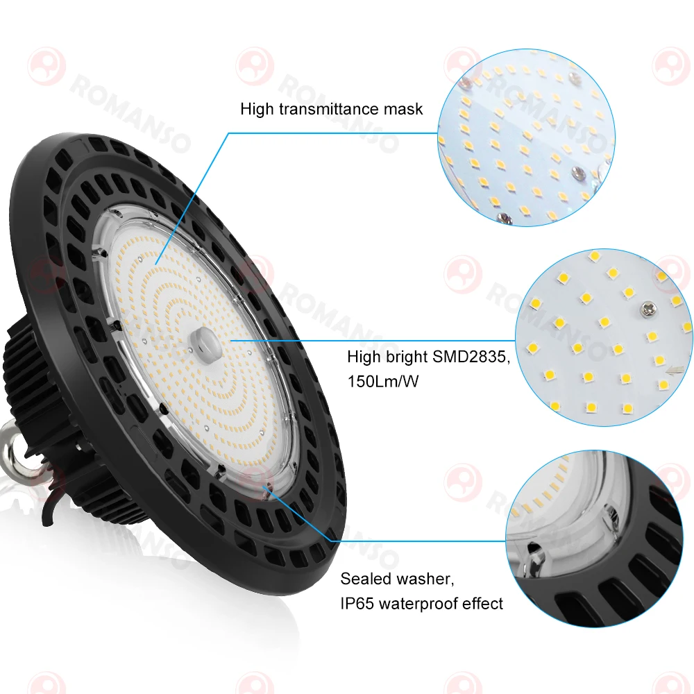 IP65 Industrial LED High Bay Lamp 100w ETL DLC Waterproof 100W 150W High Bay Lights UFO LED 200w